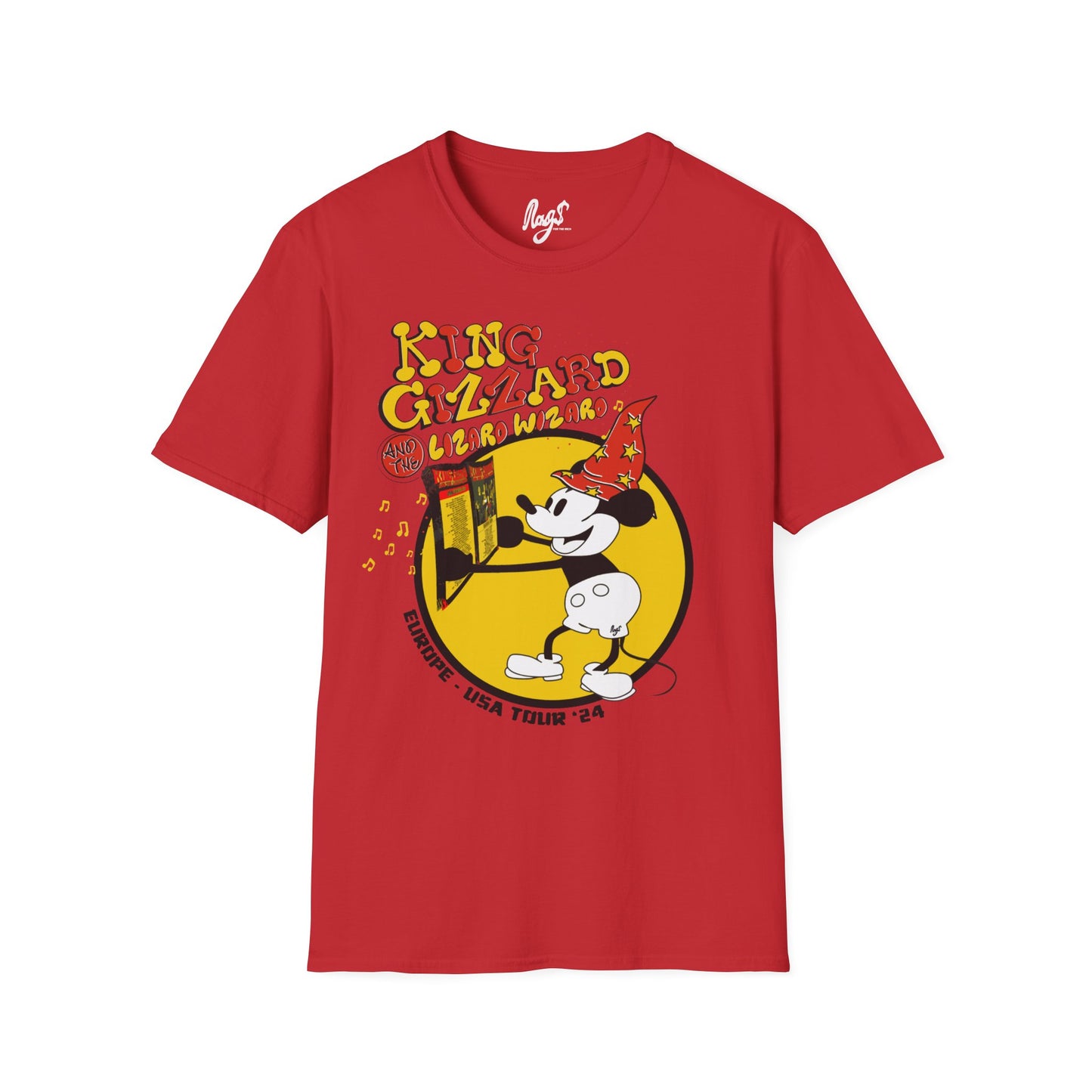 Steamboat Willie X King Gizzard and the Lizard Wizard EU-USA Tour '24 - Red Unisex Softstyle T-Shirt